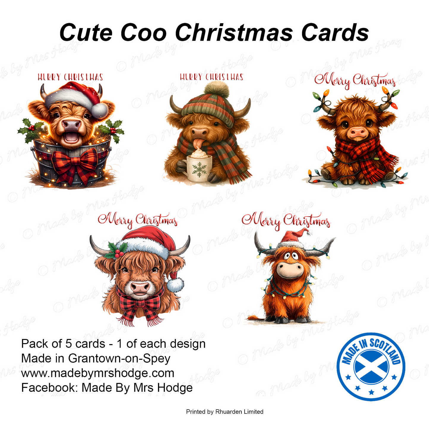 Highland Coo Christmas Cards